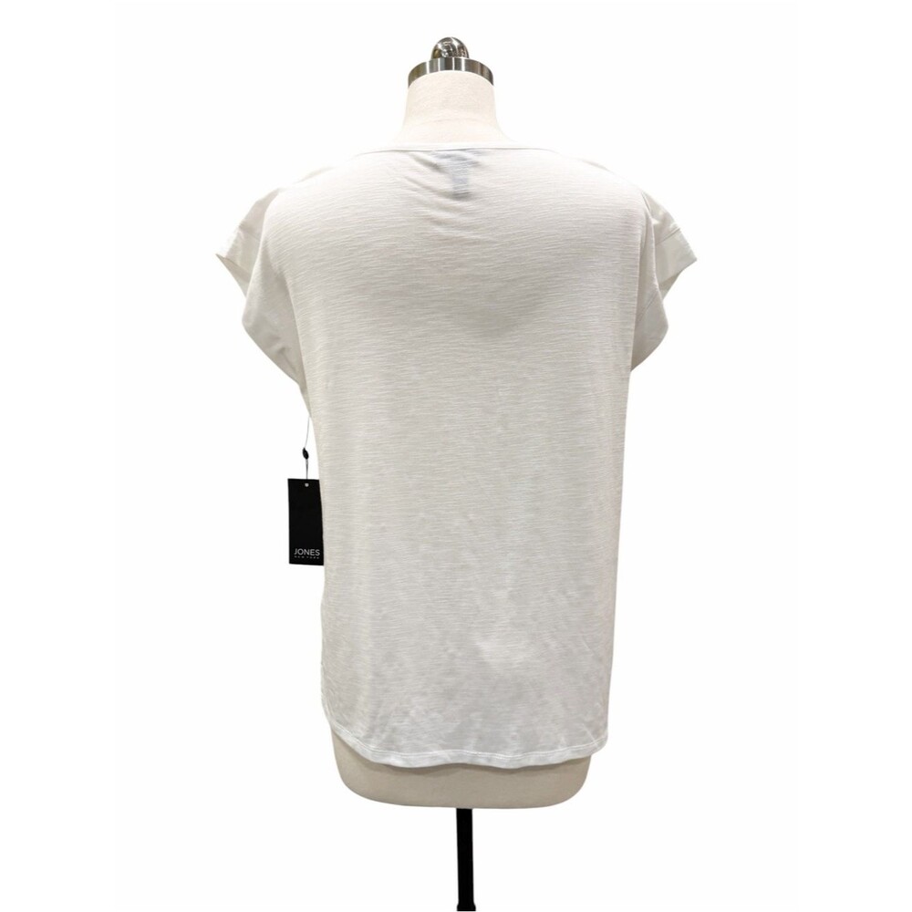 Jones New York Lace Inset Top Dolman Sleeve Stretch Knit White Pullover S NEW - Picture 6 of 13